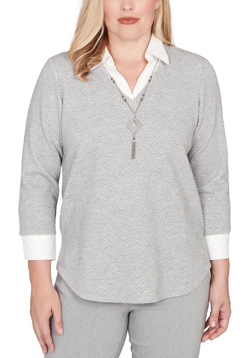 Womens Stockbridge Diamond Jacquard Two In One Top