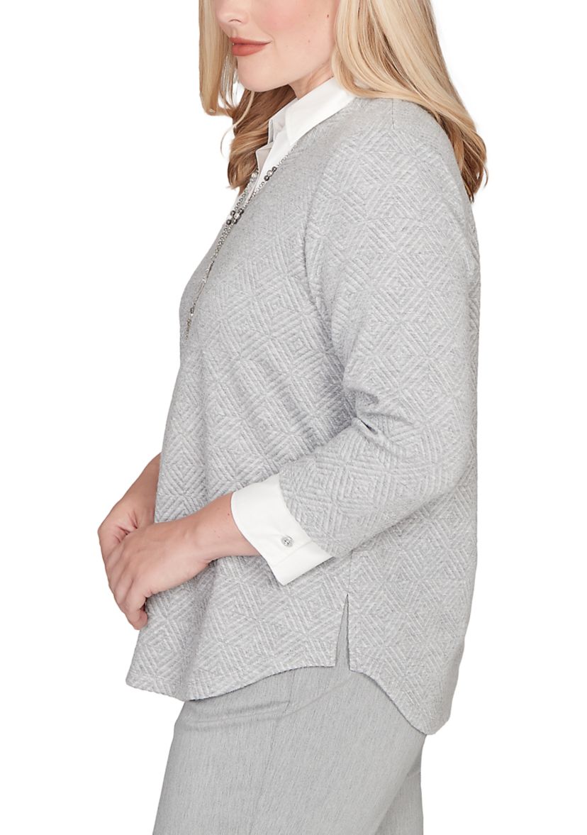 Womens Stockbridge Diamond Jacquard Two In One Top