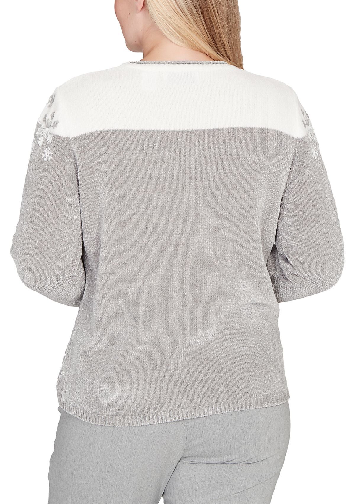 Womens Stockbridge Snowflake Embroidery Chenille Sweater