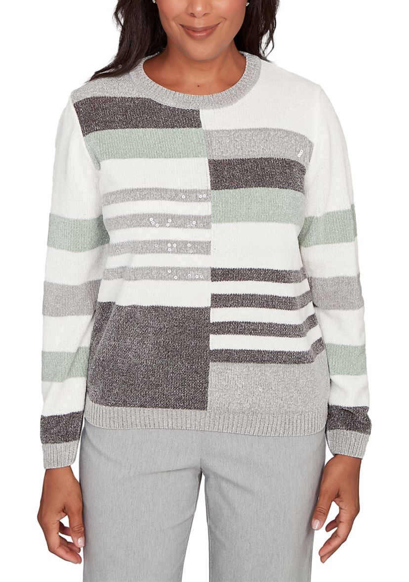 Womens Stockbridge Stripe Colorblock Chenille Top
