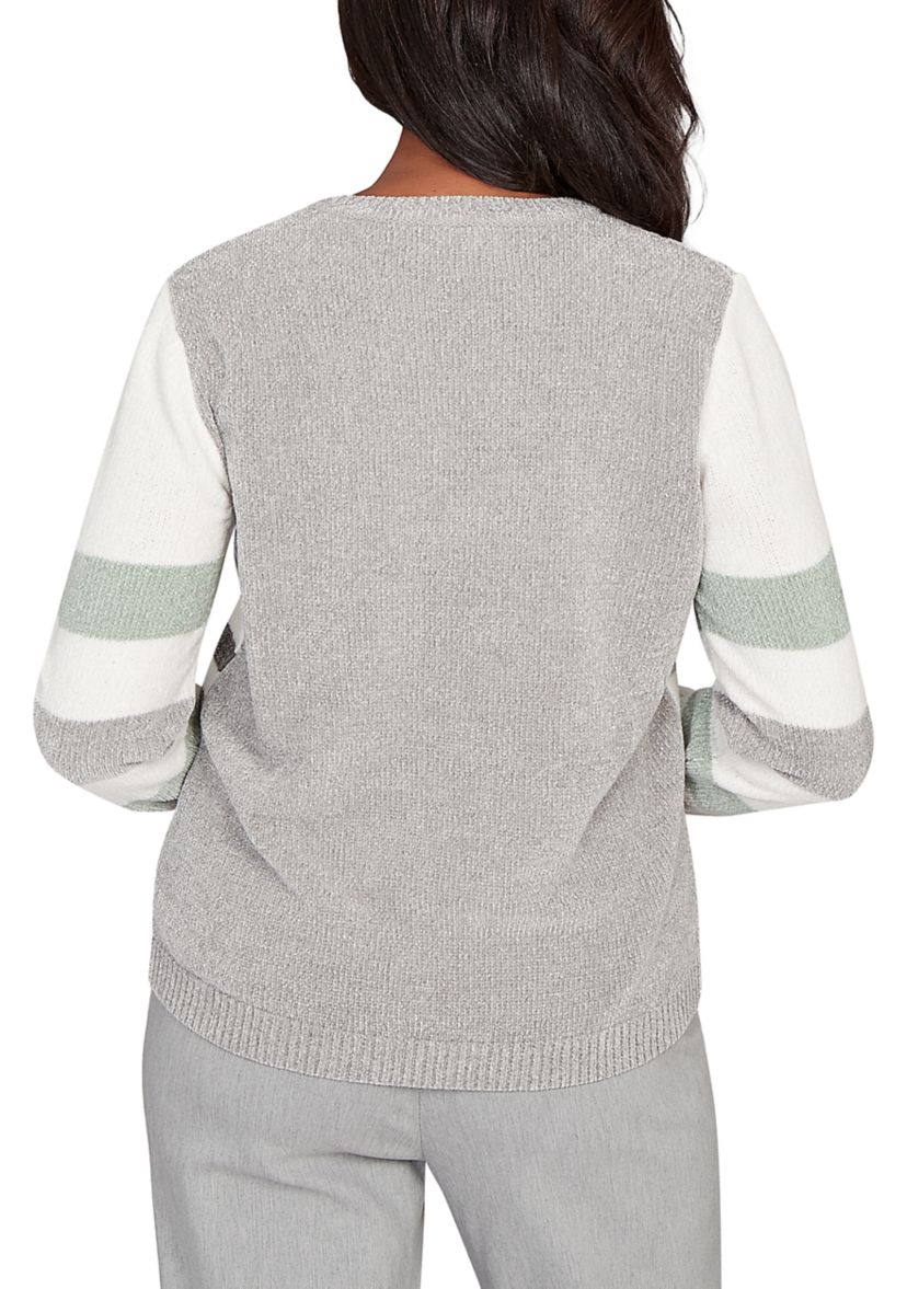 Womens Stockbridge Stripe Colorblock Chenille Top