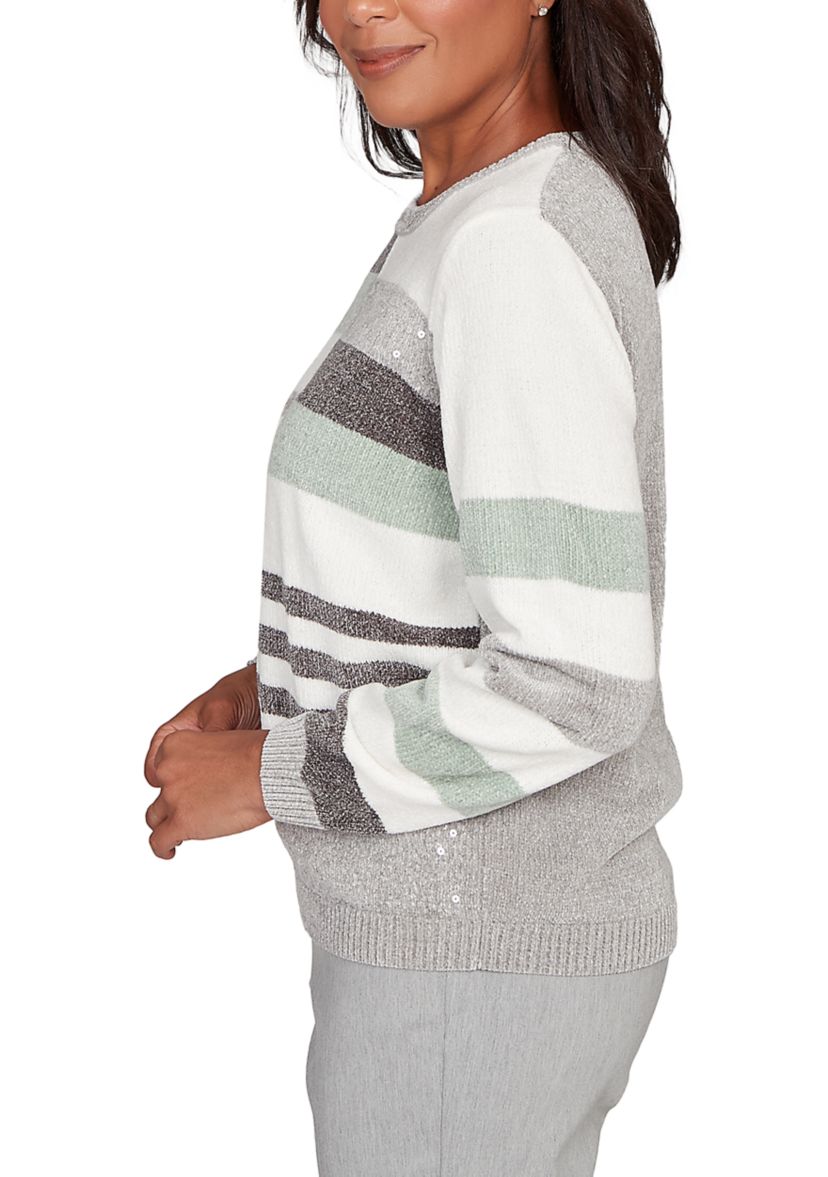 Womens Stockbridge Stripe Colorblock Chenille Top