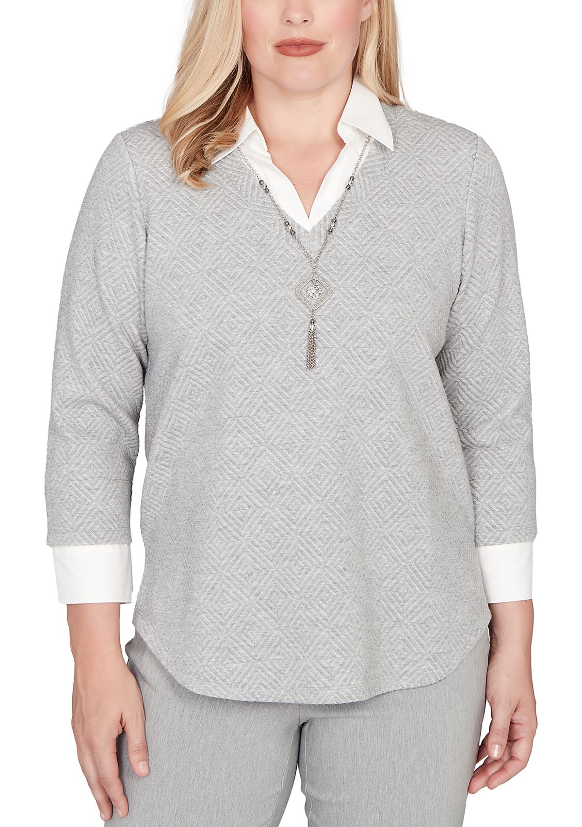 Petite Stockbridge Diamond Jacquard Two In One Top 