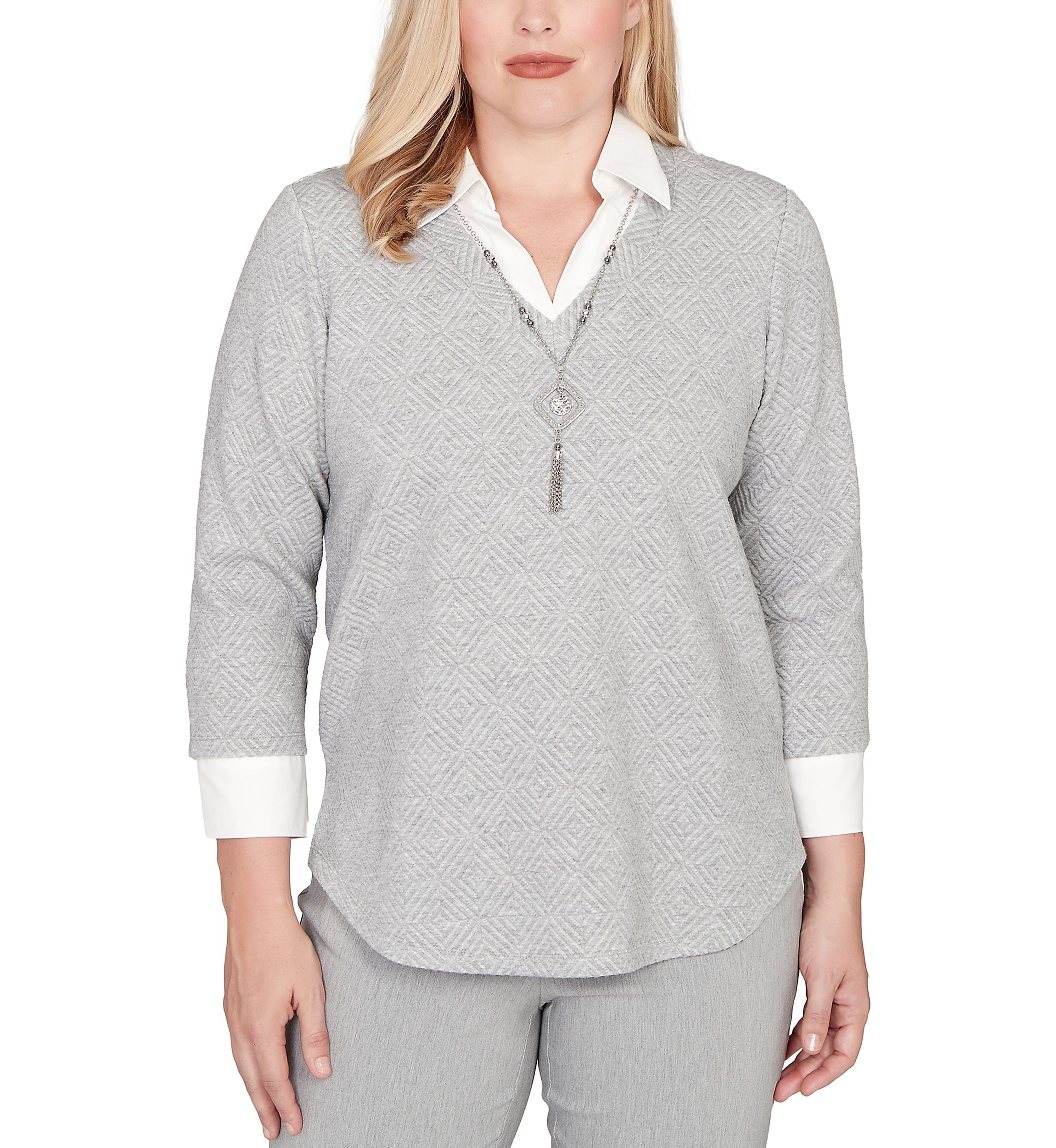 Petite Stockbridge Diamond Jacquard Two In One Top 