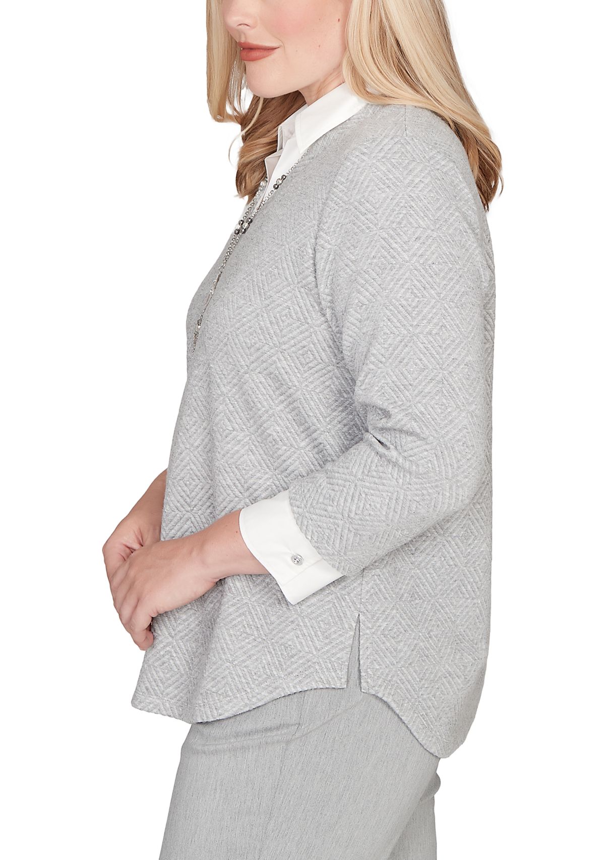 Petite Stockbridge Diamond Jacquard Two In One Top 