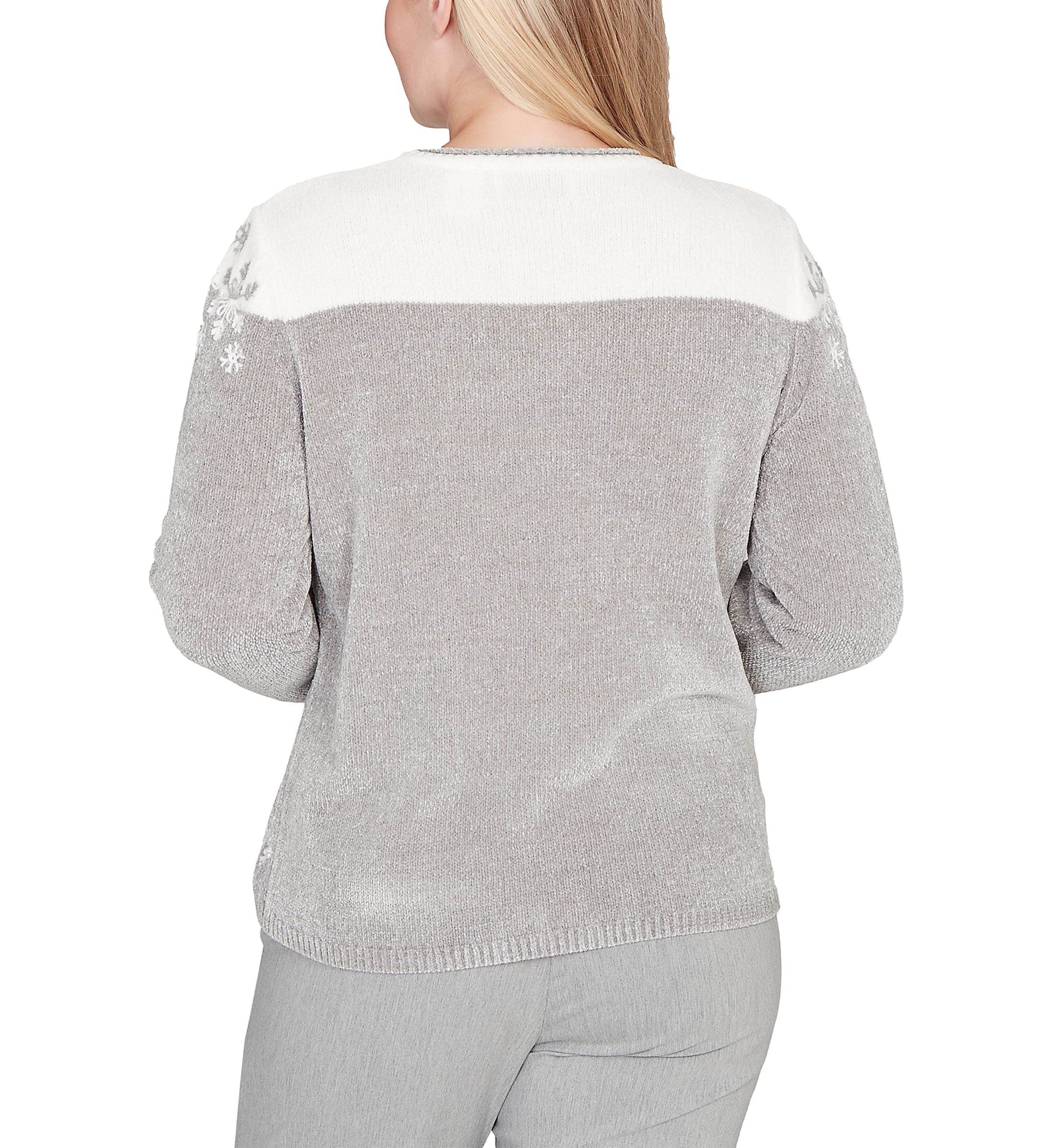 Petite Stockbridge Snowflake Embroidery Chenille Top 