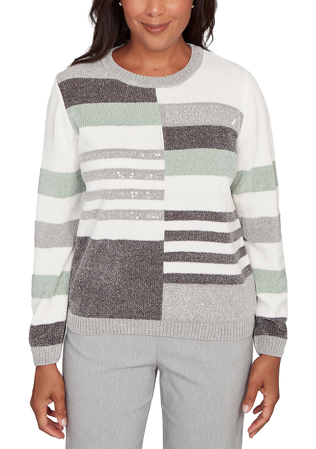 Petite Stockbridge Stripe Color Block Chenille Top 