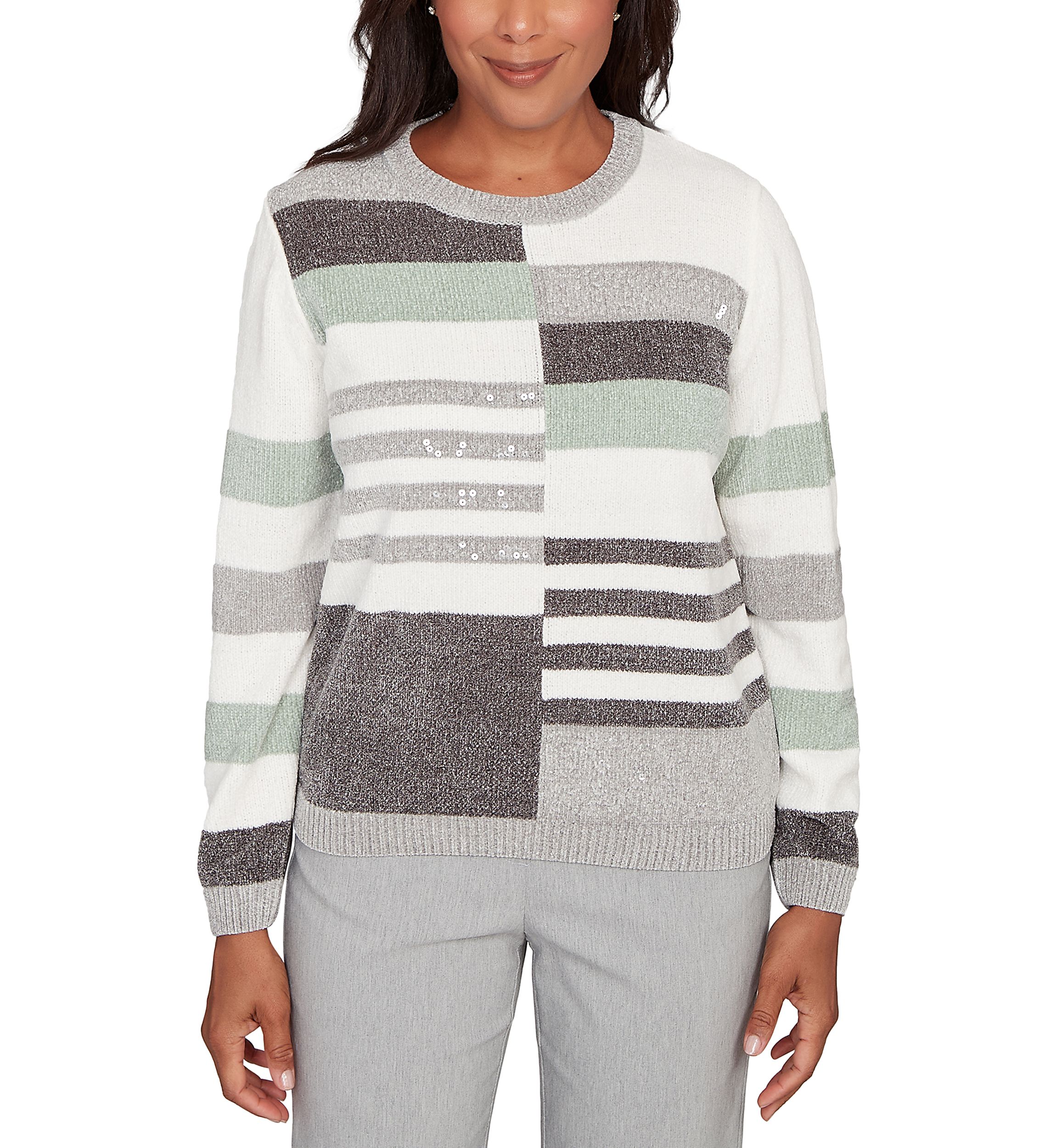 Petite Stockbridge Stripe Color Block Chenille Top 