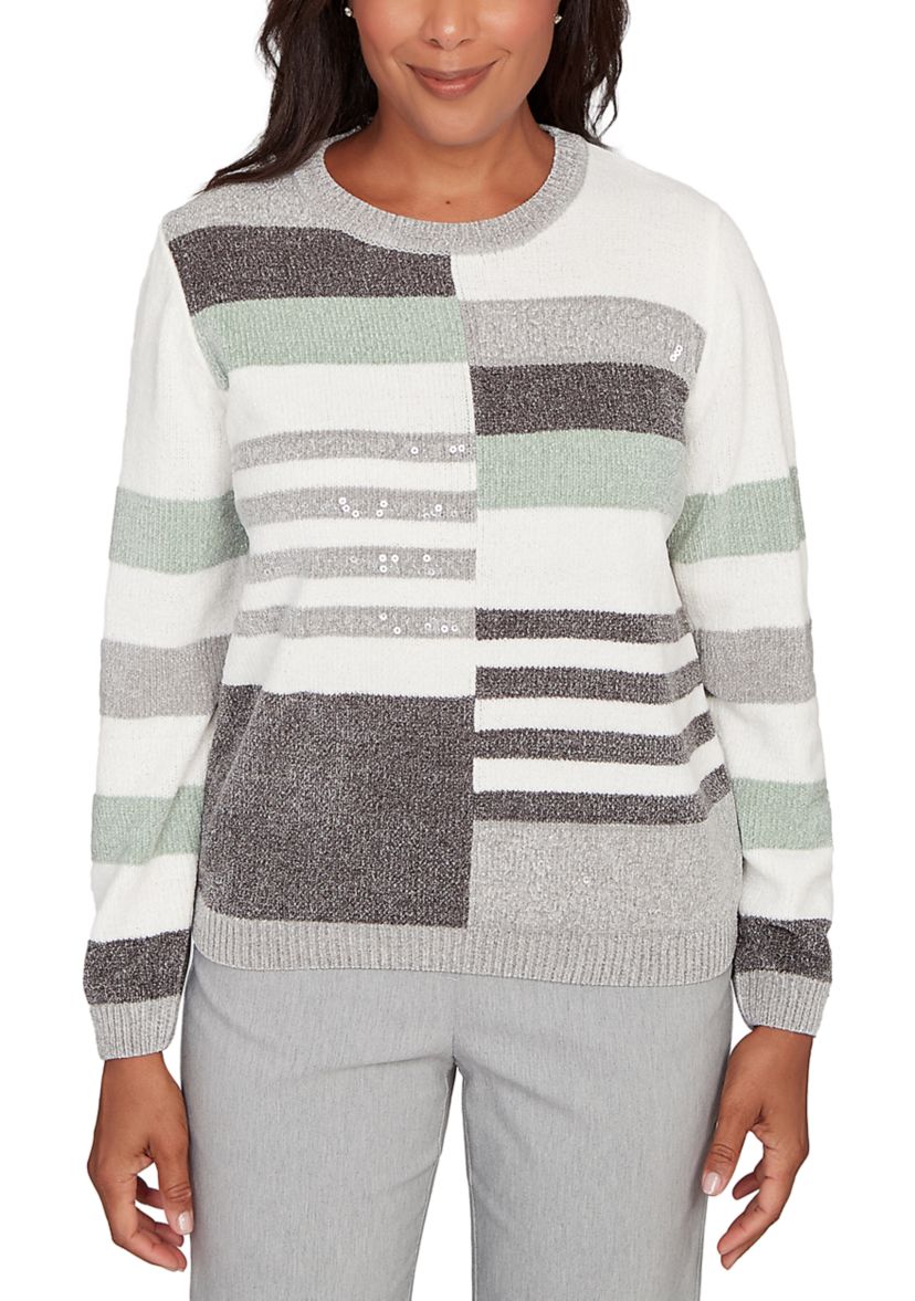 Petite Stockbridge Stripe Color Block Chenille Top 