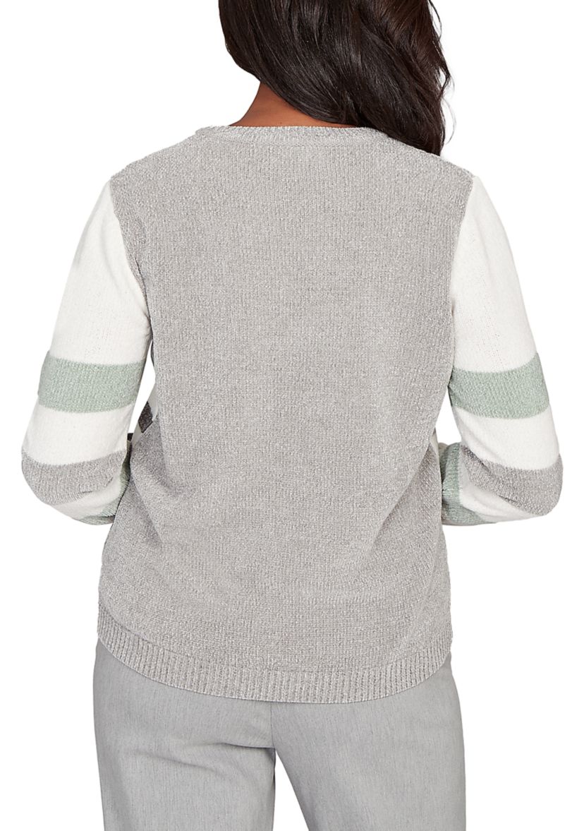 Petite Stockbridge Stripe Color Block Chenille Top 