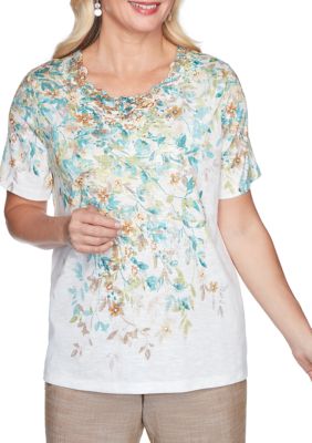 Alfred Dunner Petite Floral Appliqué Top | belk