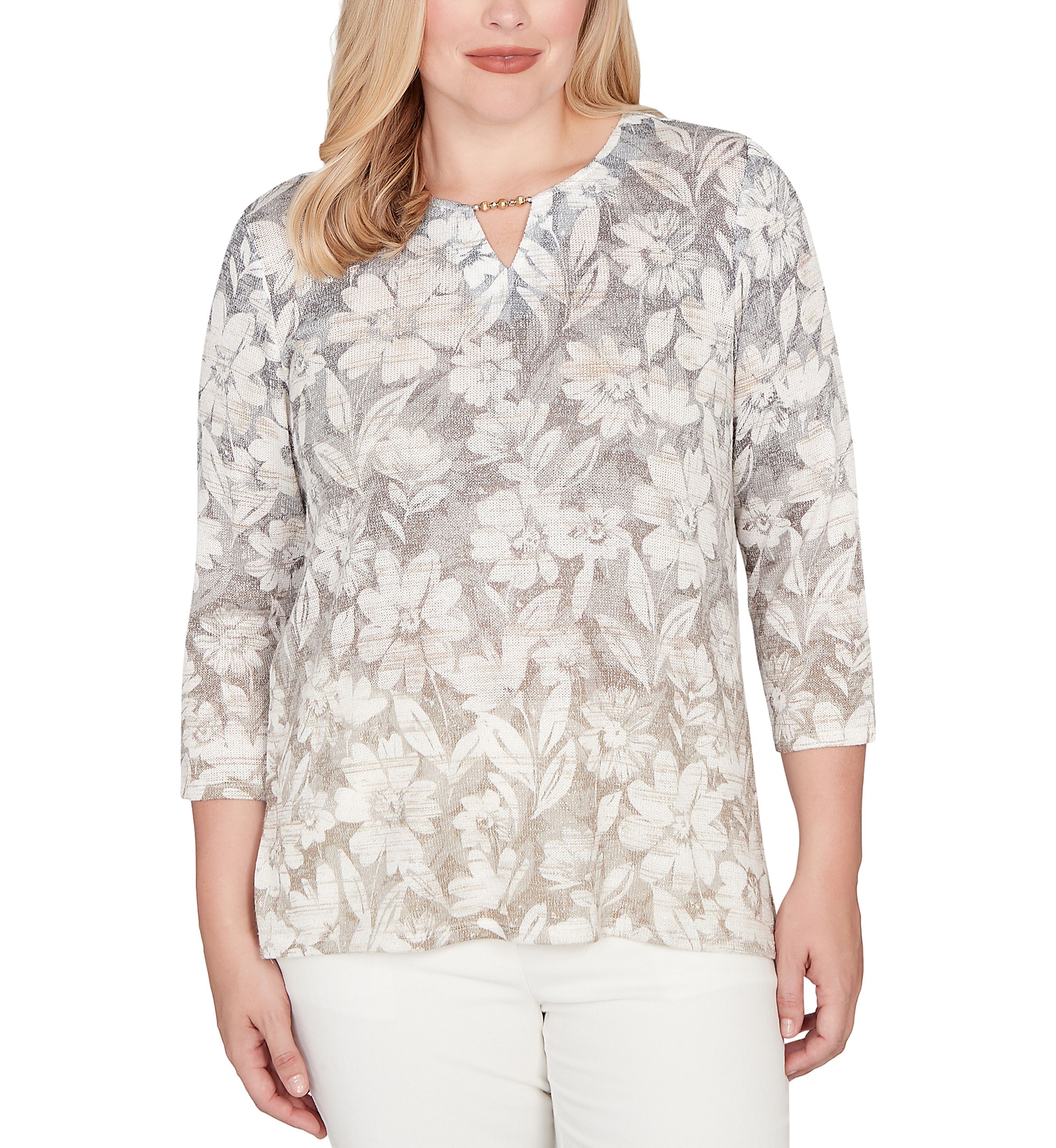 Womens  Vienna Texture Floral Ombre Top