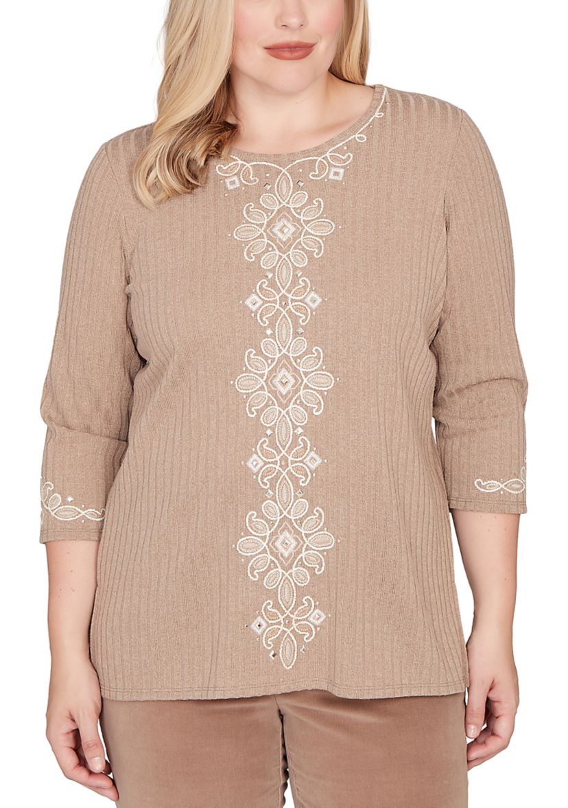 Womens Vienna Soutache Medallion Center Top 