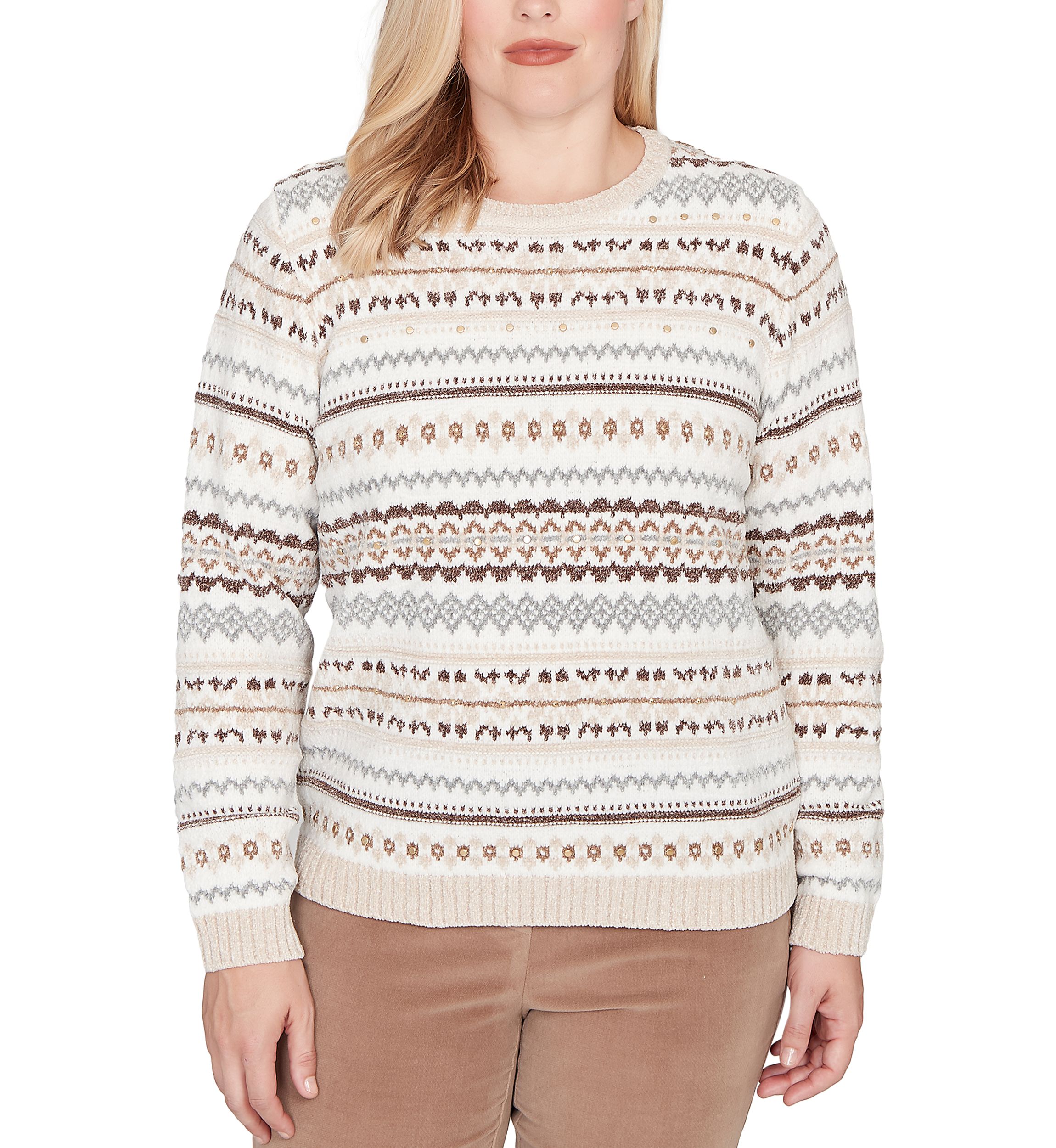 Womens Vienna Geometric Biadere Chenille Sweater