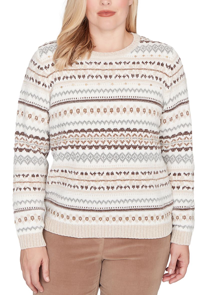 Womens Vienna Geometric Biadere Chenille Sweater