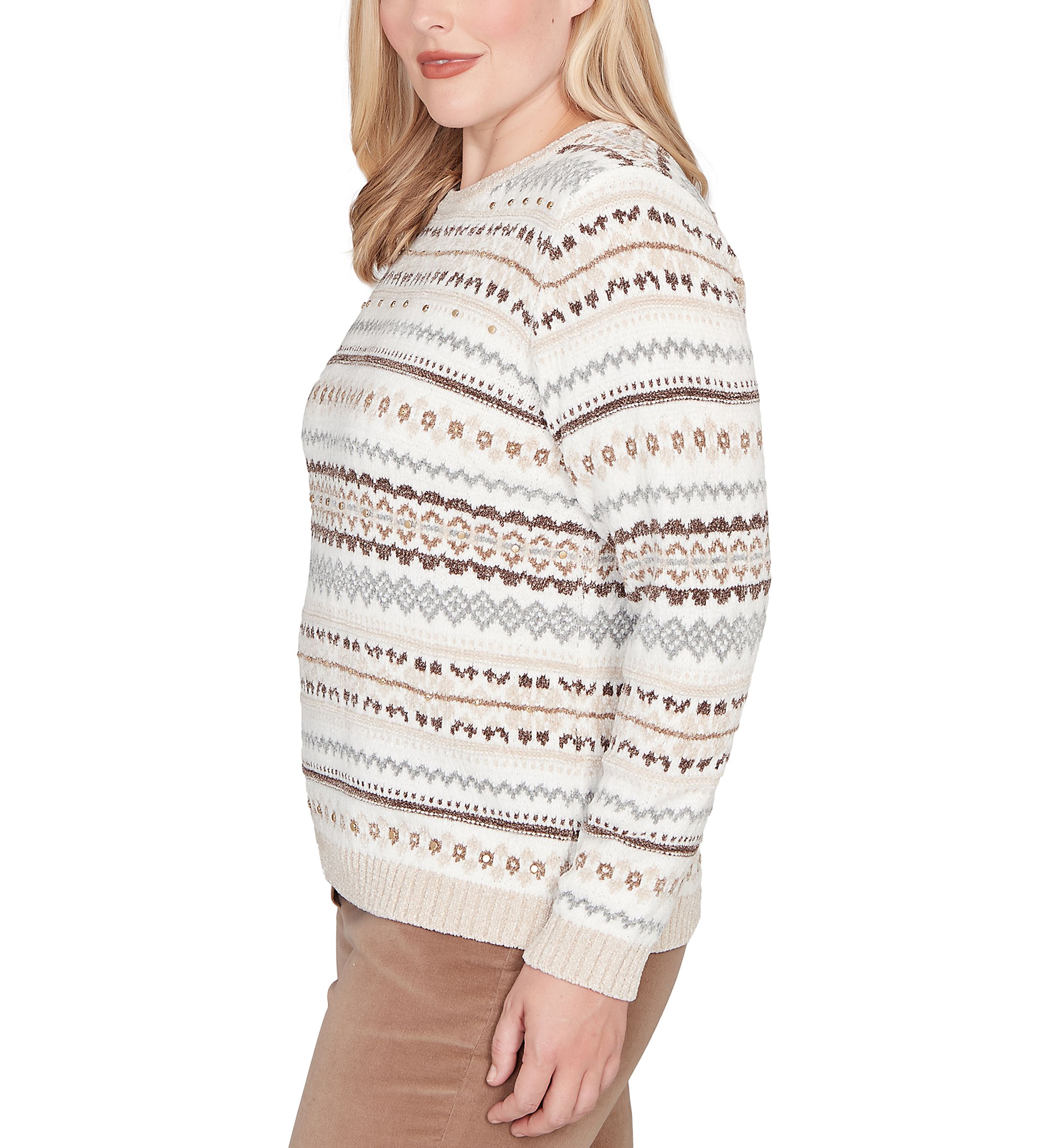 Womens Vienna Geometric Biadere Chenille Sweater