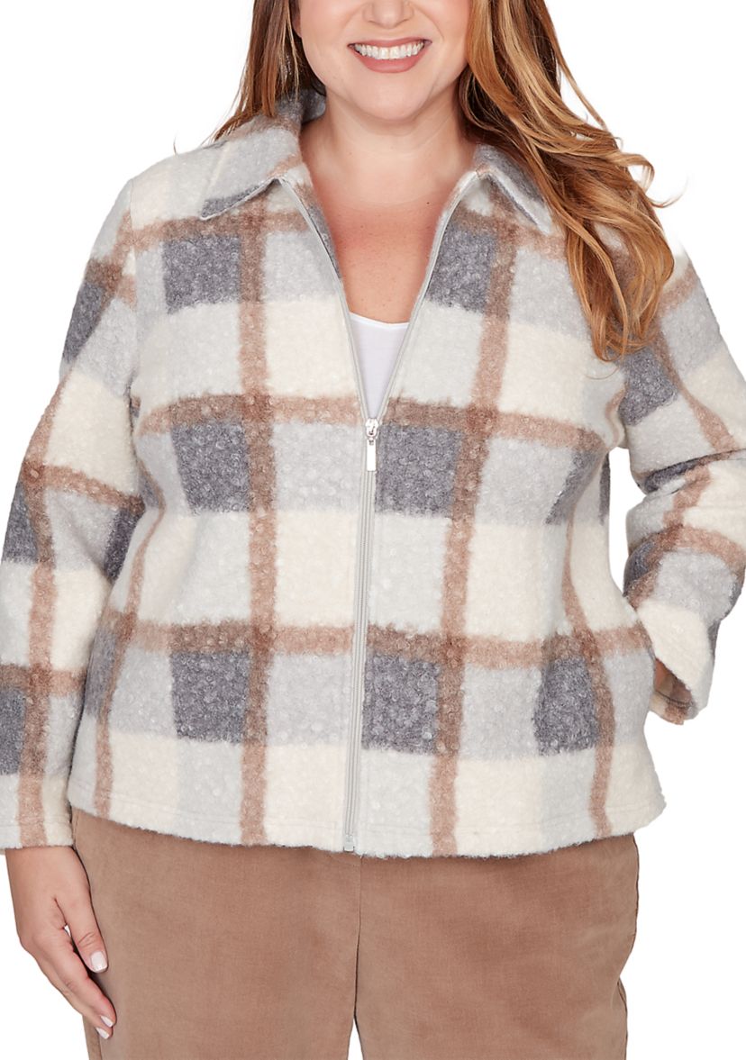 Plus Size Vienna Plaid Knit Boucle Jacket