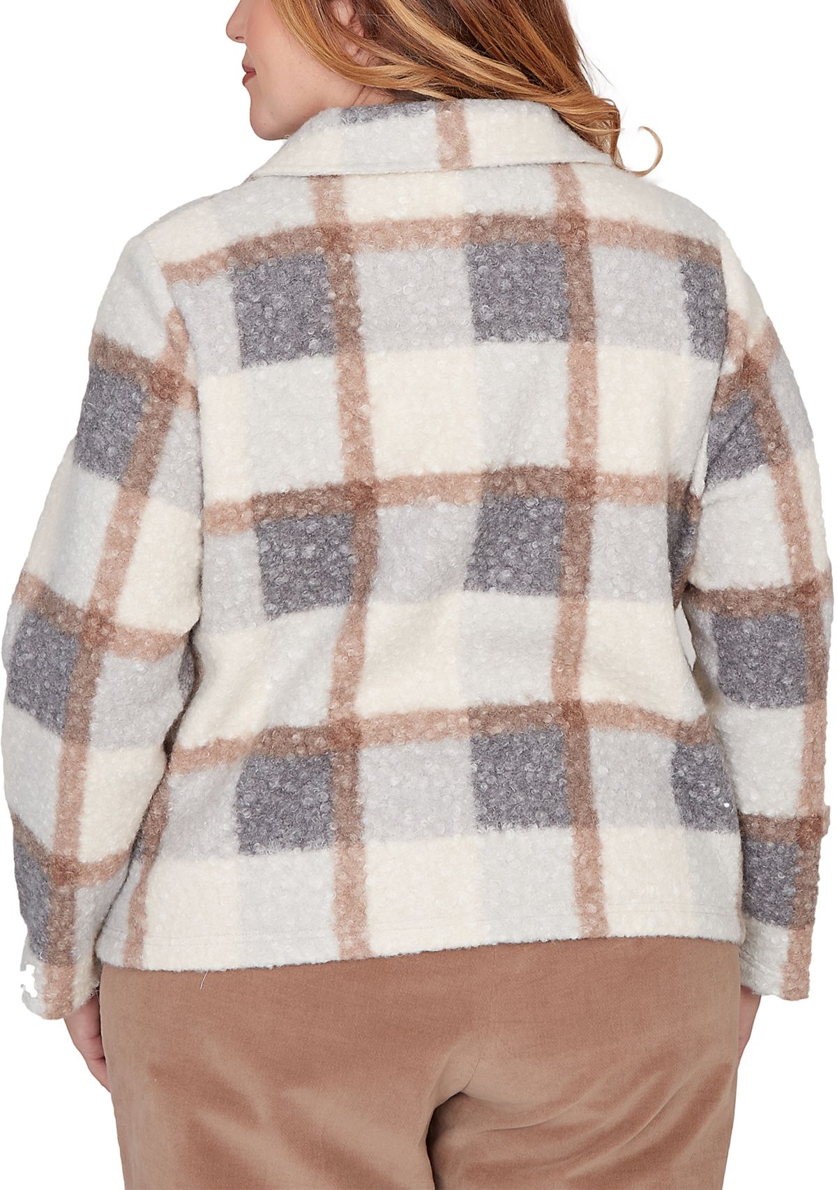 Plus Size Vienna Plaid Knit Boucle Jacket