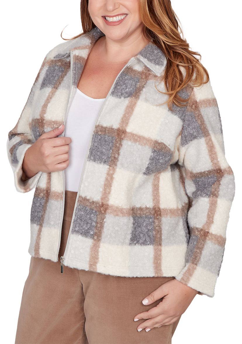Plus Size Vienna Plaid Knit Boucle Jacket