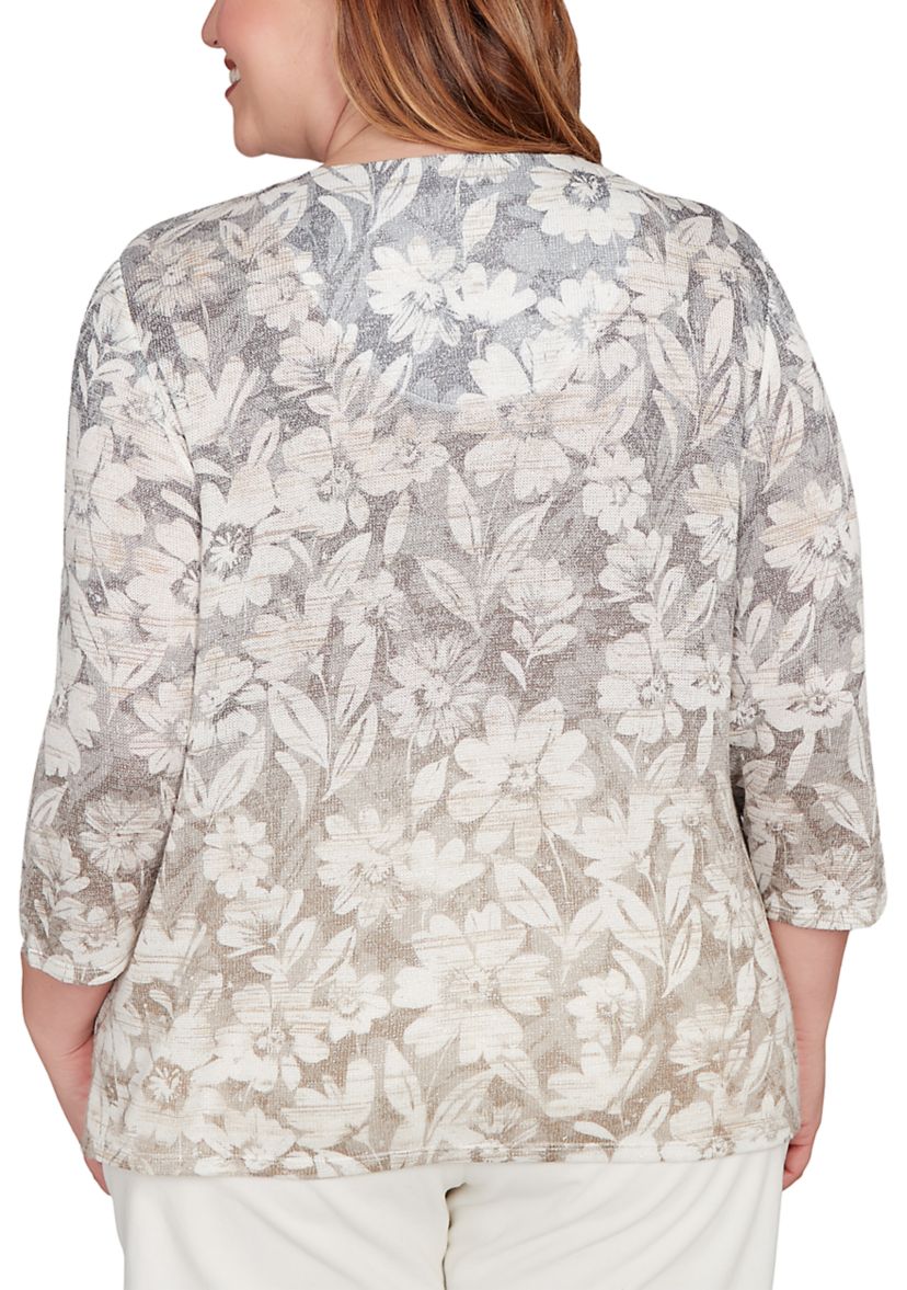Plus Size Vienna Texture Floral Ombre Top
