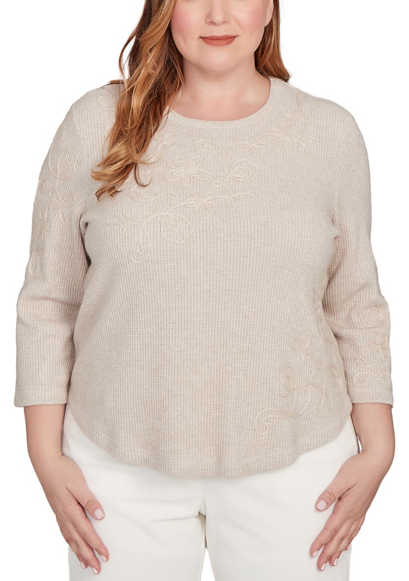 Plus Size Vienna Asymmetric Floral Soutache Top