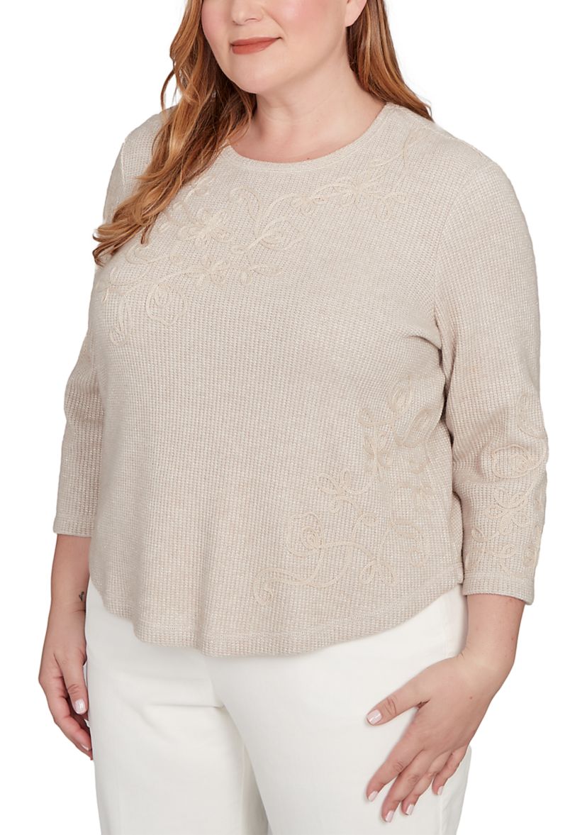 Plus Size Vienna Asymmetric Floral Soutache Top
