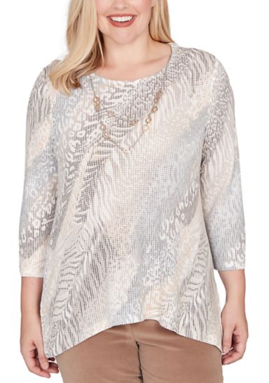 Plus Size Vienna Diagonal Animal Print Knit Top