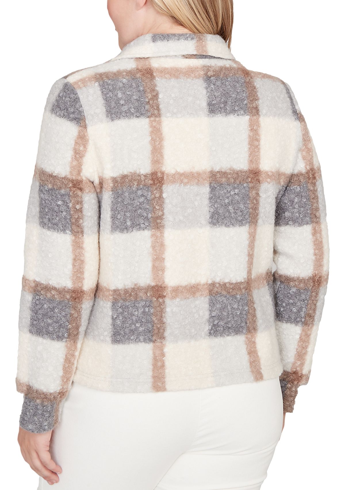 Petite Vienna Plaid Knit Boucle Jacket