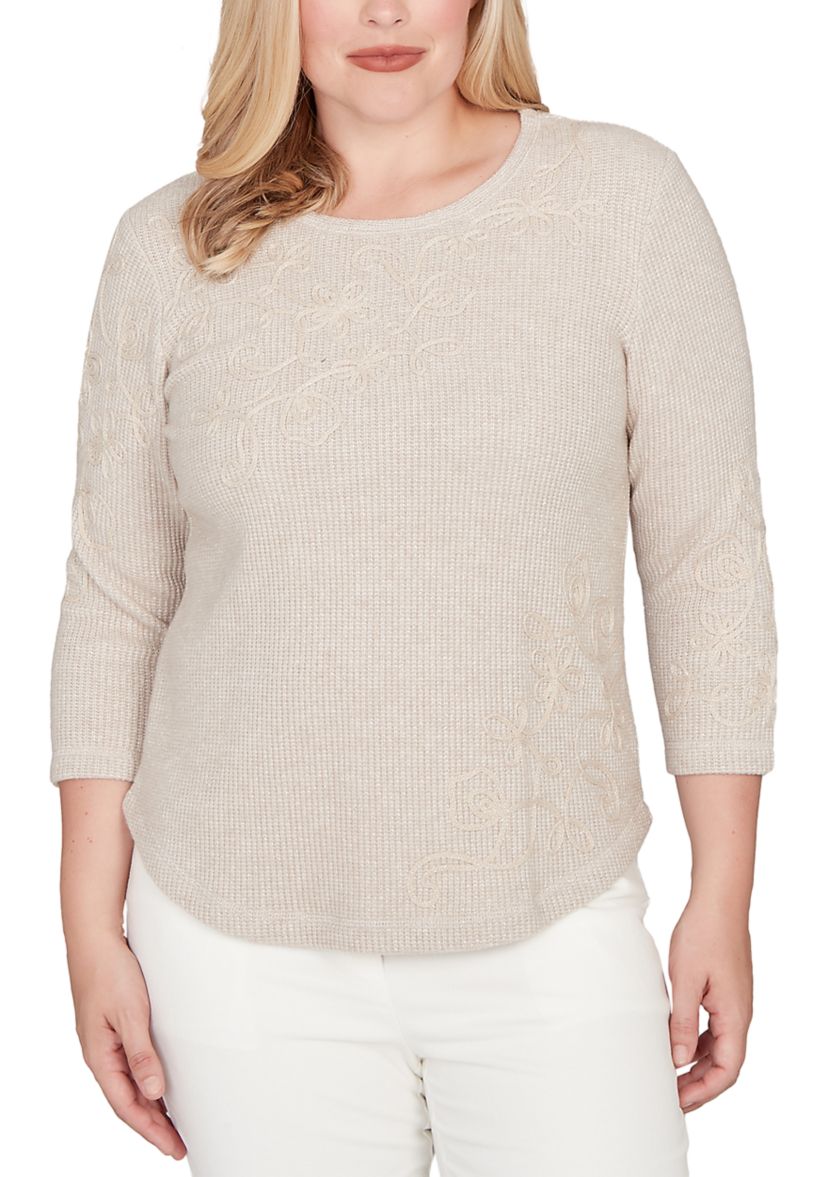 Petite Vienna Asymmetric Floral Soutache Top