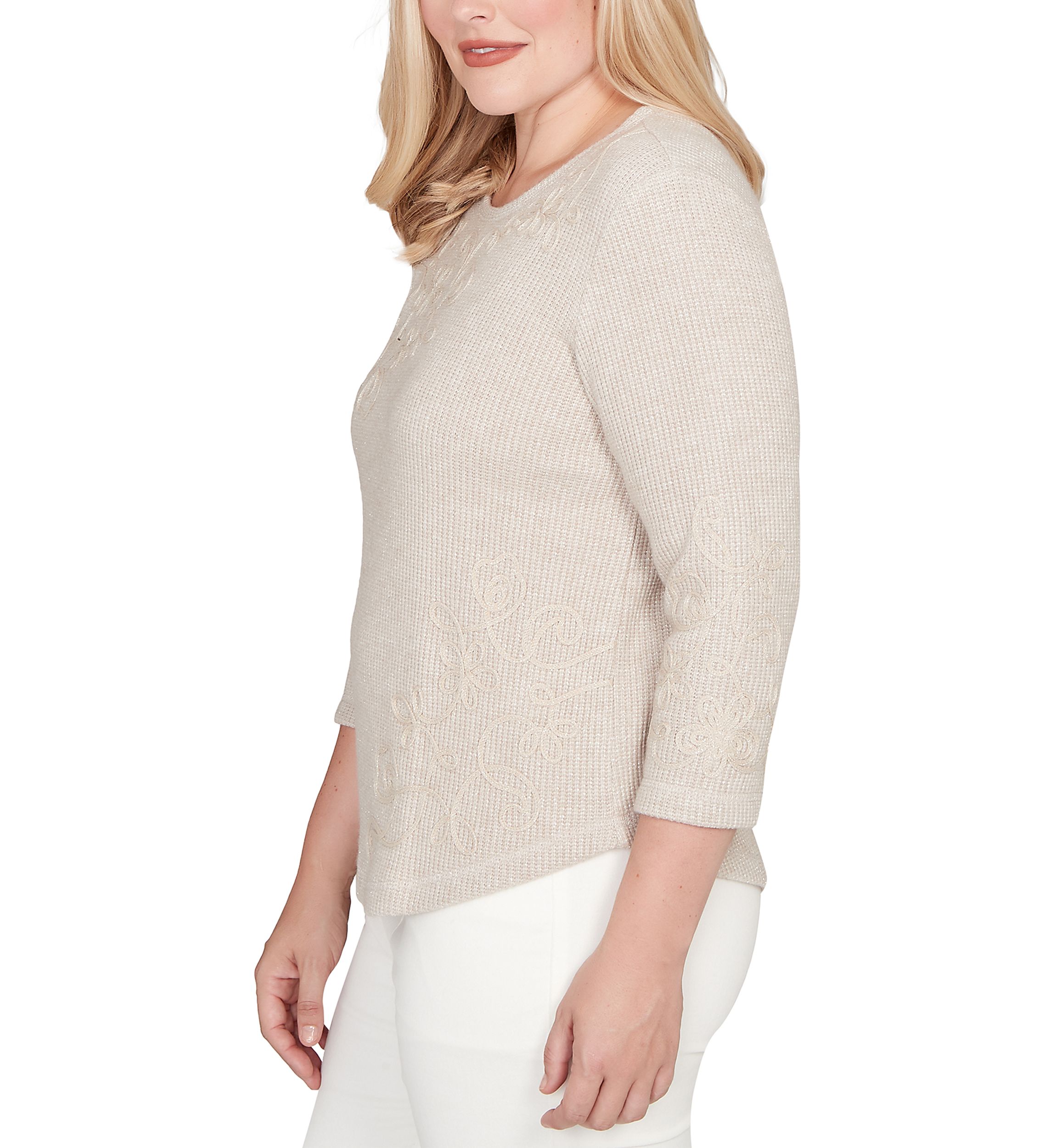 Petite Vienna Asymmetric Floral Soutache Top