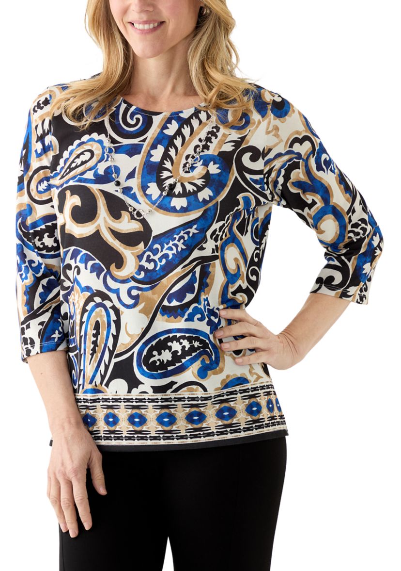 Womens Paisley Border Top