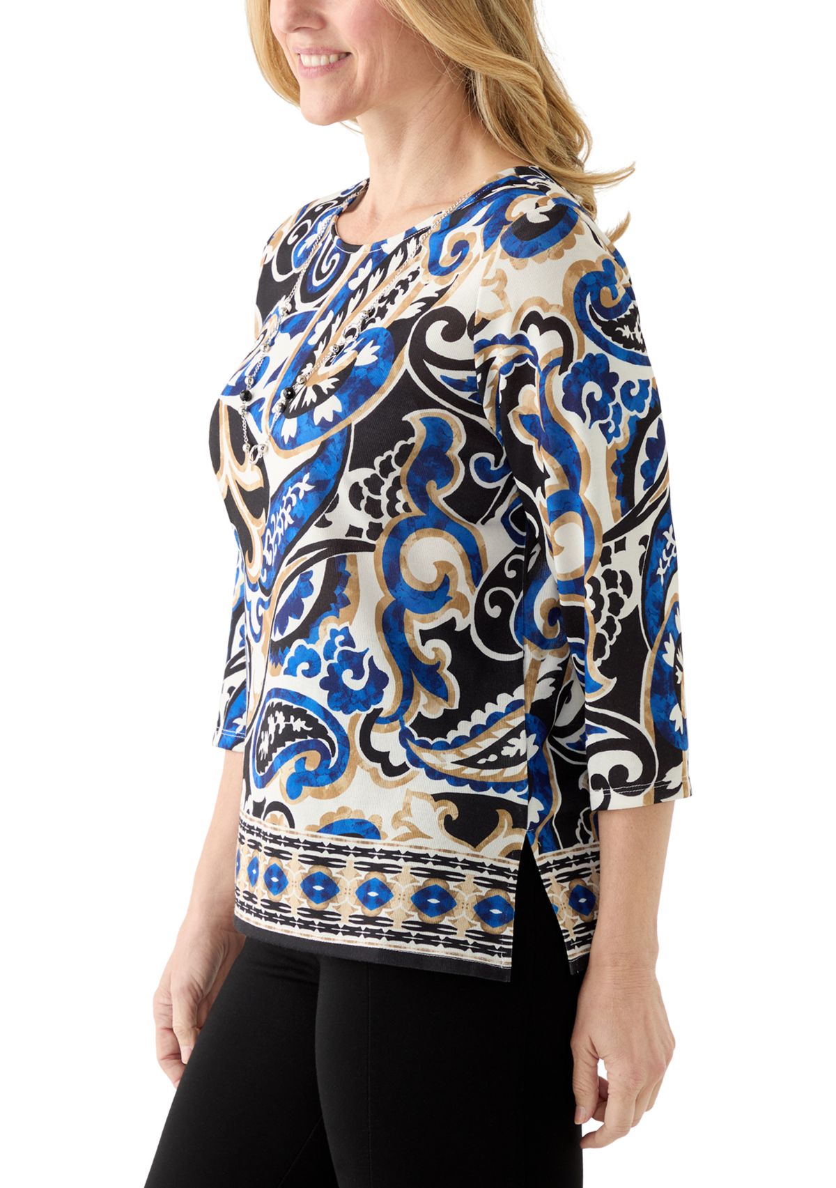 Womens Paisley Border Top