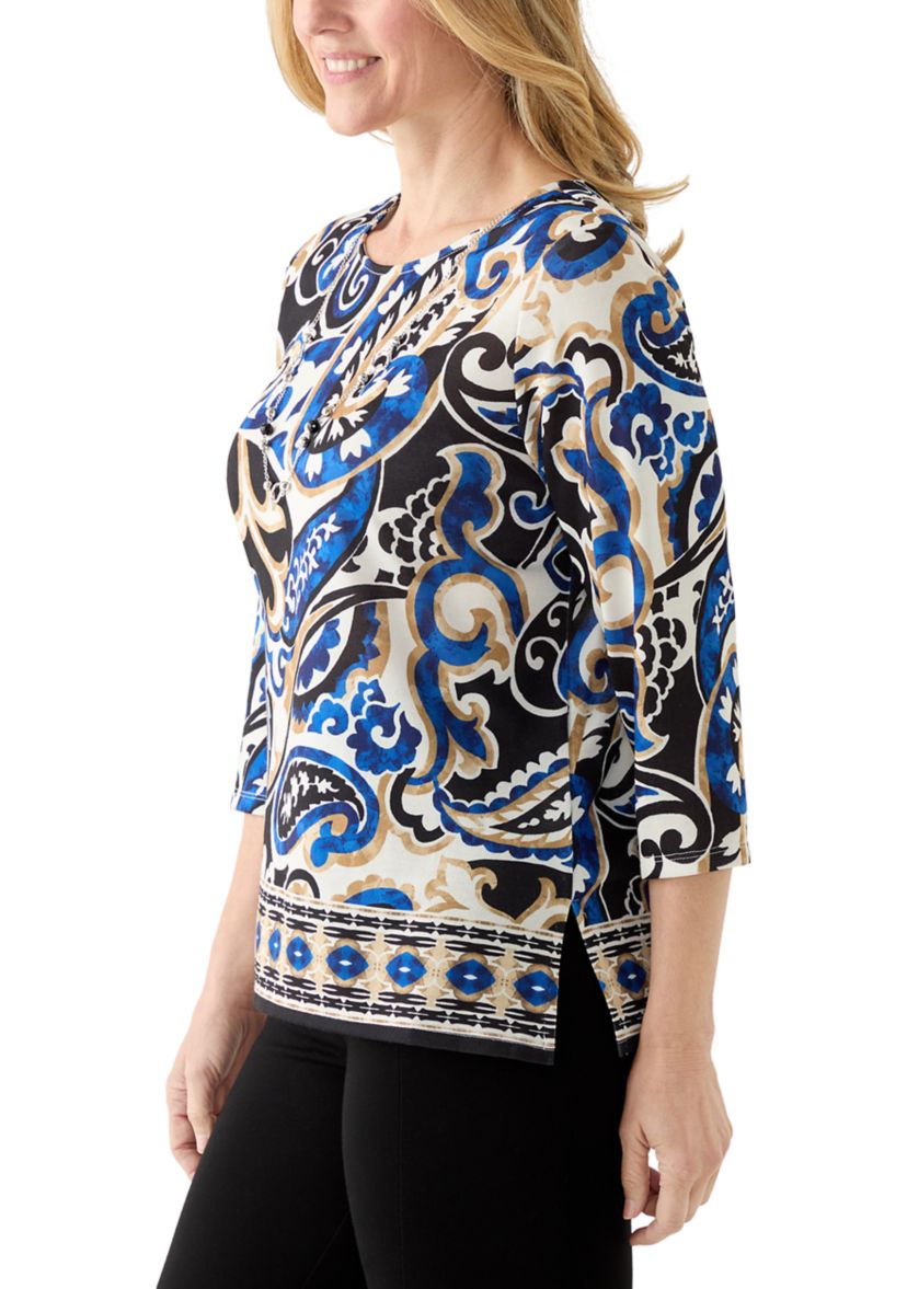 Womens Paisley Border Top
