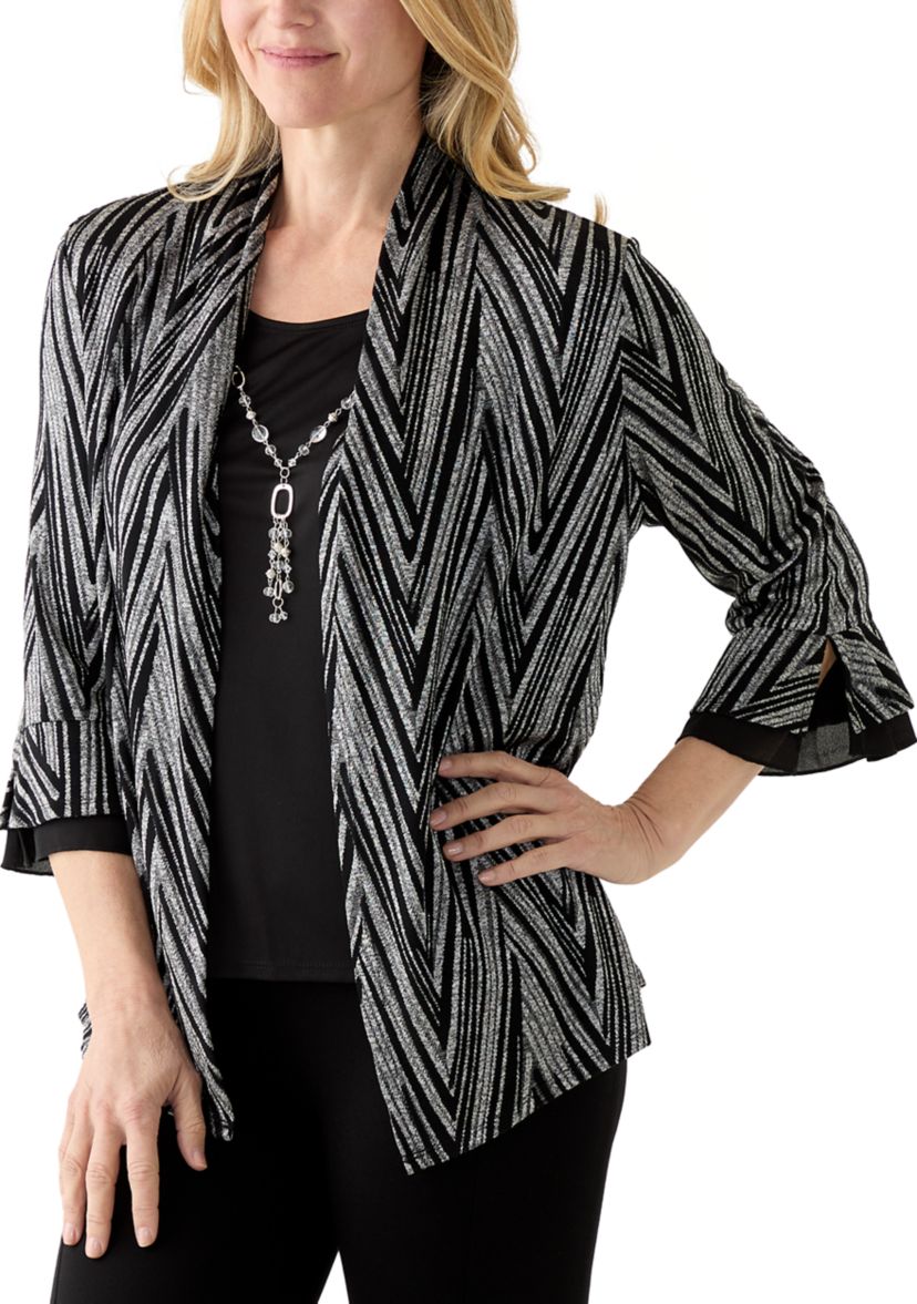 Womens Metallic Chevron Two in One Top