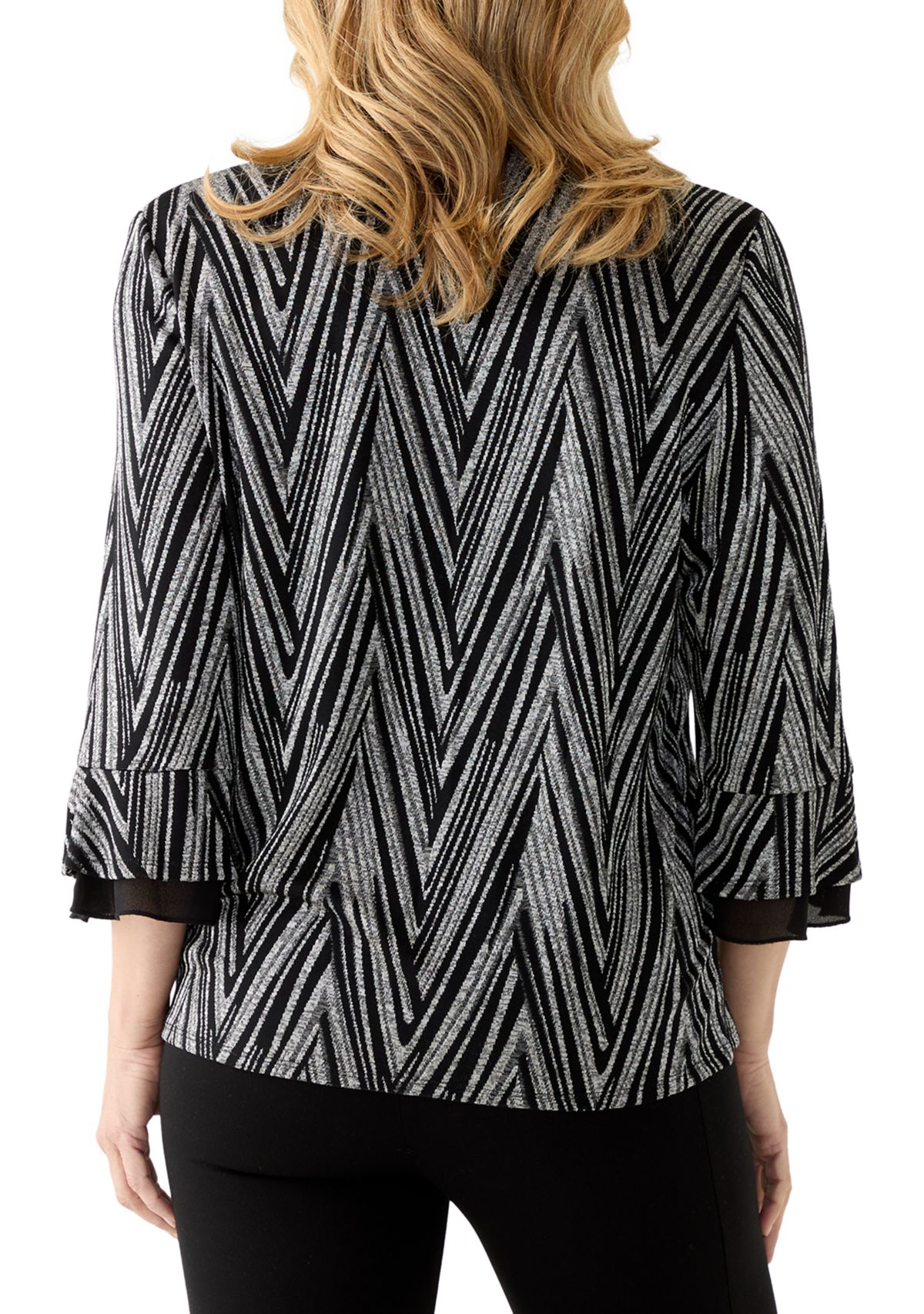 Womens Metallic Chevron Two in One Top