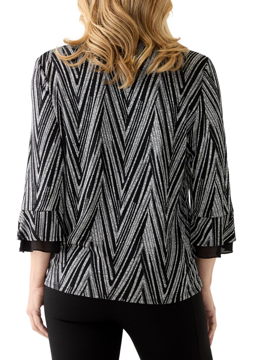 Womens Metallic Chevron Two in One Top