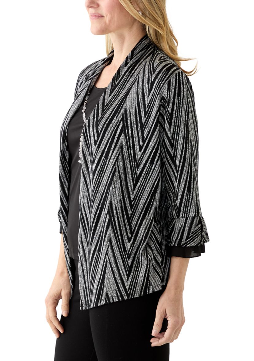 Womens Metallic Chevron Two in One Top