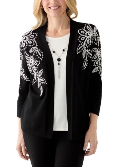 Women's Floral Soutache Two in One Sweater