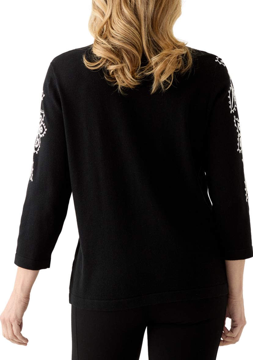Womens Floral Soutache Two in One Sweater