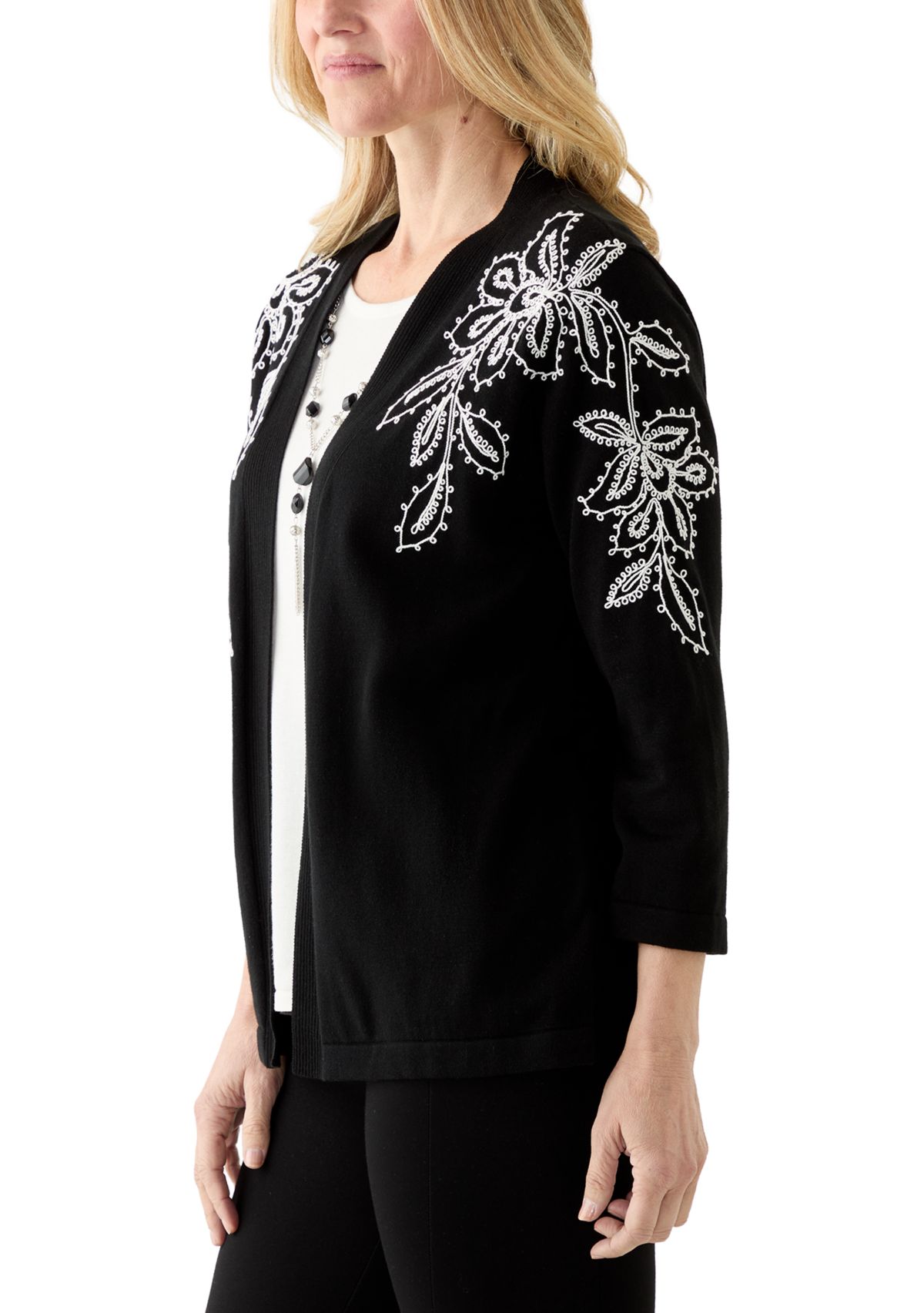 Womens Floral Soutache Two in One Sweater