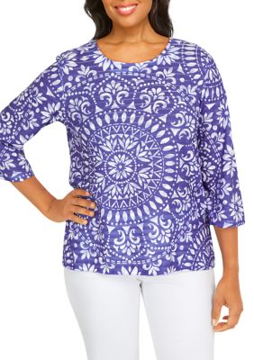 Alfred Dunner Women's Medallion Monotone Top | belk