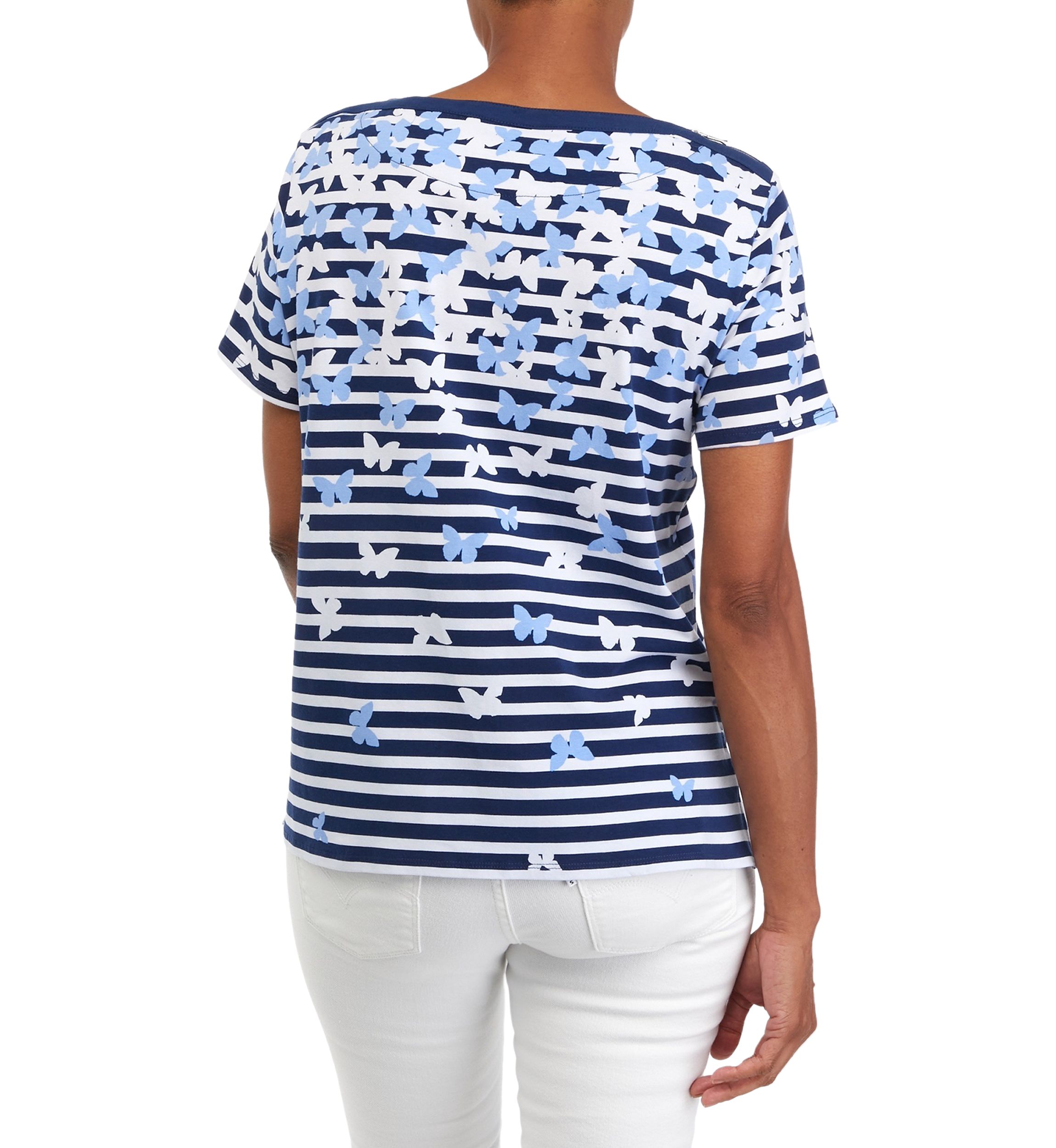 Womens Cascading Butterfly Stripe Top