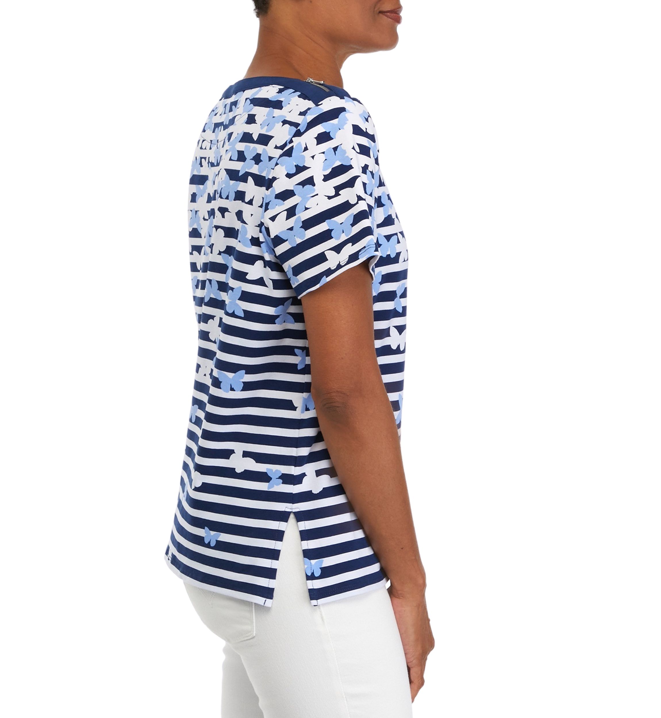 Womens Cascading Butterfly Stripe Top
