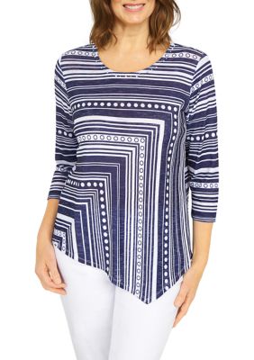 Alfred Dunner Women's Spliced Dot Striped Top | belk