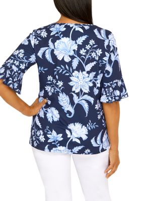 Petite Mixed Batik Floral Print Top