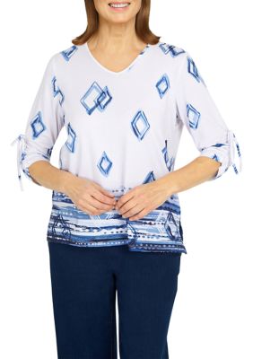 Petite Geometric Border Top