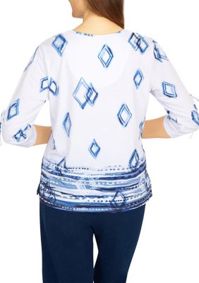 Petite Geometric Border Top