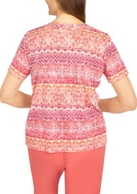 Women's Short Sleeve U-Neck Printed Top