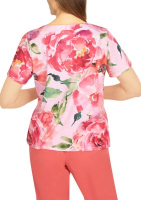 Petite Dramatic Floral Printed Top