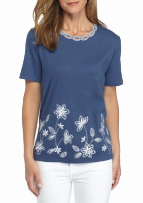 Alfred Dunner Applique Floral Top - Belk.com